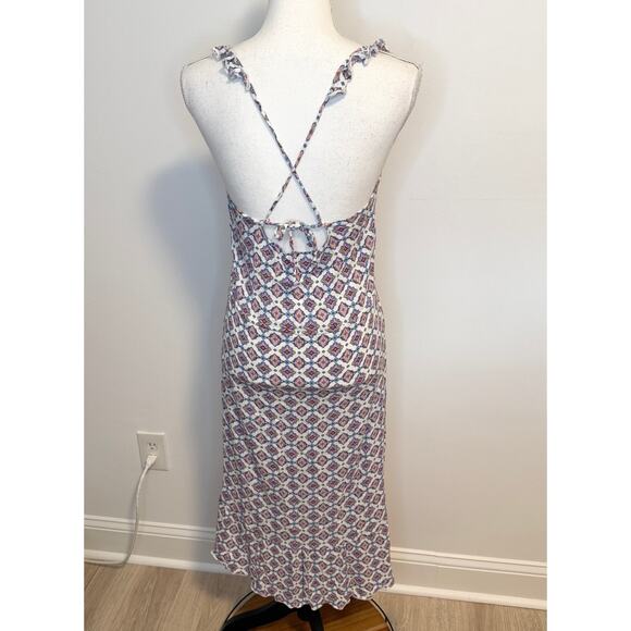 BECCA Marrakesh Ruffled Swim Cover Up Midi Dress In Cream Purple - Picture 8 of 15